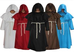 Halloween Adult Men Mediaeval Monks Wizard Cosplay Halloween Costumes for Men Adult Religious Godfather Party Wizard Hooded Robe RR7599973
