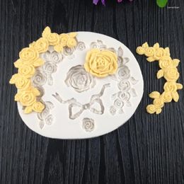 Baking Moulds Rose Flower Side Cake Decoration DIY Chocolate Melting Tool Liquid Silicone Mould WMJ-602