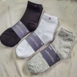 Men's Socks Soup Socks Spring Summer and Autumn Business Mid Length Mens and Womens Socks Black White and Grey One Card 3 Pairs of Cotton Socks U0vo