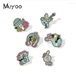 Brooches 2024 Arrival Fashion Love Rock Music Notes With Flowers Handcraft Epoxy Acrylic Resin Lapel Pins Badge Pin