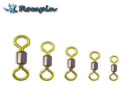 Rompin Top quality 50pcslot double color fishing rolling swivel brass Fishing tackle accessories size 2 4 6 8 10 125516290