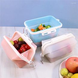 Dinnerware Silicone Folding Lunch Box Grade Fresh-Keeping Refrigerator Storage Microwave Oven Heating Bowl Bento Outdoor