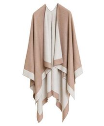 Ladies Pashmina Scarf Cape Bohemia Woman Winter Coat Cloak Imi tation Cashmere Poncho Cover Up Woollen Shawls Wrap Knit Capa X07222705975