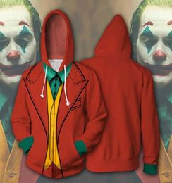 New Movie Joker Cosplay Hoodie Joaquin Phoenix Joker 3D Print Zipper Sweatshirt Fashion Casual Hoodies Men Women Streetwear Coat X1368536