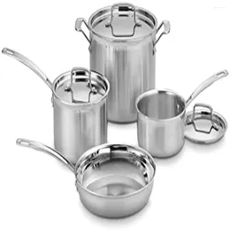 Cookware Sets Triple Ply Stainless Steel 7-Piece Set Mirror Finish Cool Grip Handles Dishwasher Safe