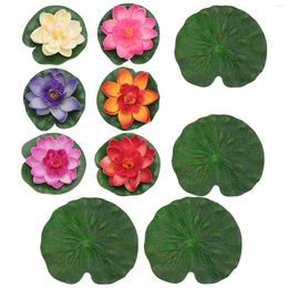 Decorative Flowers 10 Pcs Artificial Lotus Faux Plants Water Surface Adornment Fountain Scene Decor Leaf Fake Pool Pond Floating Eva