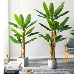 Decorative Flowers Artificial Banana Tree Potted Plastic Tropical Plants Fake Green Plant Palm Leaves Bonsai Home Garden Office Wedding