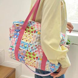 Totes Cotton Mommy Shoulder Bag Fashion Colourful Pattern Large Capacity Tote Bags Portable Sweet Milk Bottle Storage Baby