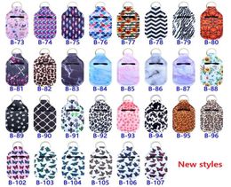 117 New Styles Neoprene Hand Sanitizer Bottle Holder Keychain Bags 30ml Bottles With Baseball Keychains Butterfly Leopard Pattern 8041241