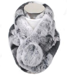 Valpeak Rabbit Fur Scarf For Women Winter 2018 Brand Luxury Knitted Female Real Fur Scarf Rex Collar Warm Neck Colour Pompoms Y18109378962