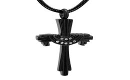 IJD12232 Stainless Steel Cremation Jewelry for Ashes Fashion Cross Keepsake Necklace with Crystal Memorial Urn Necklace Ashes Hold9410738