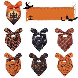 Dog Apparel Halloween Triangle Bandanas Premium Durable Fabric Holiday Bandana Reversible Pet Scarf Festival Decor Accessories