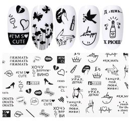 1 Sheet Nail Art Stckers Flower Patterns Water Transfer Decals Stickers Black White Color DIY Design for Nail Art Decoration6225812