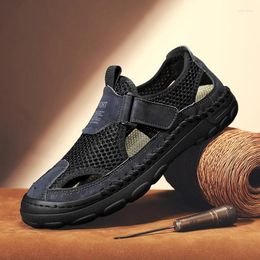 Casual Shoes Fashion Men Handmade Sandals Soft Summer Outdoor Beach Mesh Slippers Climbing Boots Size 38-46