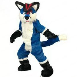 Newest Blue Wolf Husky Fox Dog Mascot Costume Carnival Unisex Outfit Christmas Birthday Outdoor Festival Dress Up Promotional Props Holiday Party Dress