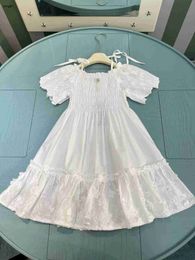 Brand baby skirt 3D pattern design Princess dress Size 90-150 CM kids designer clothes Pure white summer girls partydress 24May