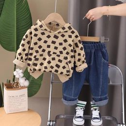 Clothing Sets Boys Sweater Spring Autumn Cartoon Printed Hooded Hooodies And Pants Two Piece Girls Outfits Toddler Children