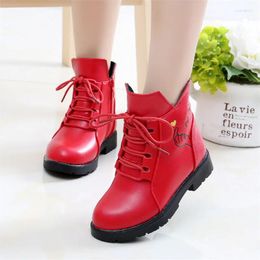 Boots Girls Child Cotton Shoes Autumn/winter Kids Princess Pu Fashion Boys Plush Velvet Warm Waterproof A859