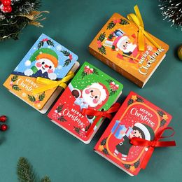 Gift Wrap 5Pcs Book Shape Christmas Candy Box Santa Elk Snowman Cookie Baking Boxes Year Xmas Party Decor Supplies