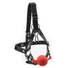 Female Leather Harness Open Mouth Ball Gags Stainless Steel Nose Hook Bondage Device Adult Passion Flirting BDSM Sex Games Product5580149