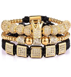 Imperial Crown King Mens Bracelet Pave CZ Gold Bracelets for Men Luxury Charm Fashion Cuff Bangle Crown Birthday Jewelry6230261