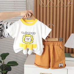 Clothing Sets Toddler Boy Summer Outfits For Kids O-neck Cartoon Animal Short Sleeve T-shirts Tops And Shorts Childrens Boutique