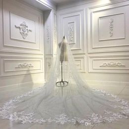 Sparkly 3M Long Wedding Veils Cathedral Length One Layer Appliqued Tulle Sequined Bridal Veil For Women With Free Comb 306I