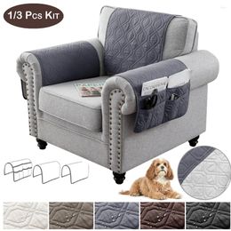 Chair Covers Waterproof Quilted Sofa Arm Pet Mat Pocket Storage Bag Slip Removable Stretch Furniture Couch Protector