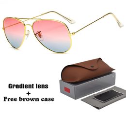 Brand design Pilot Sunglasses Men Women Metal frame colorful gradient lens With box and Brown Case3982581