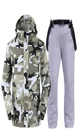 New fashion Camouflage Men Snow Suit Snowboarding Clothing Winter Outdoor Sports wear Waterproof ski jackets snow belt pants2134492