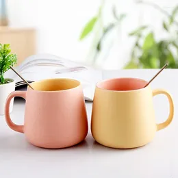 Mugs Creative Ceramic Personality Cute Mug Spoon Home Couple Men And Women Coffee Cup Macaron Colour Gift