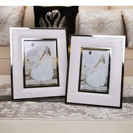 Frames 6 Inches 7 White Leather Texture Po Frame Bedside Table Wedding Setting Desk Decoration Modern Home