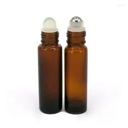 Storage Bottles 10ml Amber Roll On Roller Bottle For Essential Oils Empty Refillable Perfume Deodorant Containers LX2874