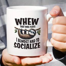 Mugs 11oz Funny Coffee Mug Tea Cup For Office And Home Summer Winter Drinkware Whew That Was Close Almost Had To Socialize