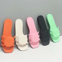 With Box Beach Sandals Designer Slides Women Interlocking Slide Rubber Slippers Summer Flip Flops Beach Flat Shoes 560