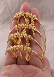 24K 4pcs Ethnic Gold Color Dubai Bangles For Baby Girl Bracelet Women Girl Bride Ethiopia Bangles Child jewelry Gift134342731232680