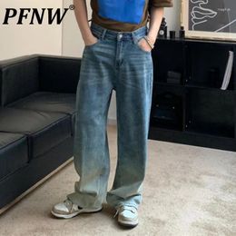 Men's Jeans PFNW Korean Style Denim Pants Summer 2024 Fashion Trend Contrast Colour Vintage Loose Straight Trousers 28W3217