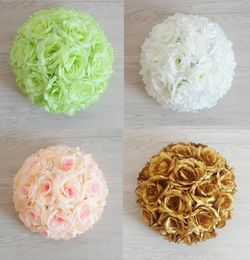 10quot 25 CM Elegant Artificial Silk Rose Flower Ball Kissing Balls Craft Ornament For Wedding Party Decoration Supplies 18 Colo3523933