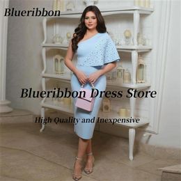 Party Dresses Blueribbon Length Mermaid Prom For Saudi Arabia Women One Shoulder Beaded Robe Des Cocktail Evening Dress