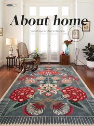Carpets VIKAMA Vintage American Living Room Carpet Bedroom Bed Blanket Home Decor Light Luxury Closet Crystal Velvet Large