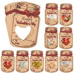 Gift Wrap 6Pcs/set Happy Valentines Day Candy Bags Drift Bottle Greeting Card Wedding Party DIY Chocolate Cookie Packaging Decoration