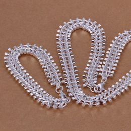 Necklace High grade 925 sterling silver Piece Fishbone Jewellery set DFMSS042 brand new Factory direct 925 silver necklace bracelet
