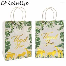 Gift Wrap 5Pcs Jungle Safari Animal With Palm Leaves Kraft Paper Bags Happy Birthday Party Baby Shower Wedding Theme Decor Supplies