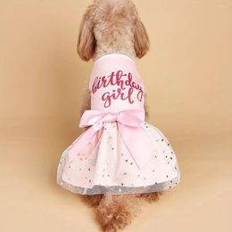 Dog Apparel Dress Girl Clothes Pet Pink Bowknot Tulle Cat Sequin Clothing Pup Dresses Doggy Attire Birthday