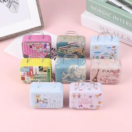 Gift Wrap 1Pc Vintage Mini Suitcase With Handle Candy Tinplate Storage Box For Wedding Gifts Chocolate Travel Portable Container