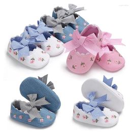 First Walkers Baby Casual Shoes Infant Toddler Bowknot Non-slip Rubber Soft-Sole Flat Cotton Born Princess Wedding