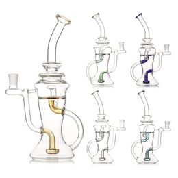 11 Inch Large Scale Slim Clear mix Multi Colour Fab Egg Multi Colour Hookah Glass Bong Dabber Rig Recycler Pipes Water Bongs Smoke Pipe 14mm Female Joint US Warehouse