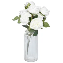 Decorative Flowers Lychee Artificial Rose Bouquet Flores Buds Fake Flower Bridal Decors Home Living Room Decoration