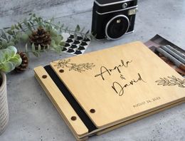 Party Supplies Wedding Guestbook Personalized Po Engraved Wooden Gift For Bride And Groom