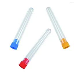 Storage Bottles 50pcs/lot 10ml Clear Plastic Test Tubes With Blue Orange Red Caps Transparent School Laboratory Experiment Supplier